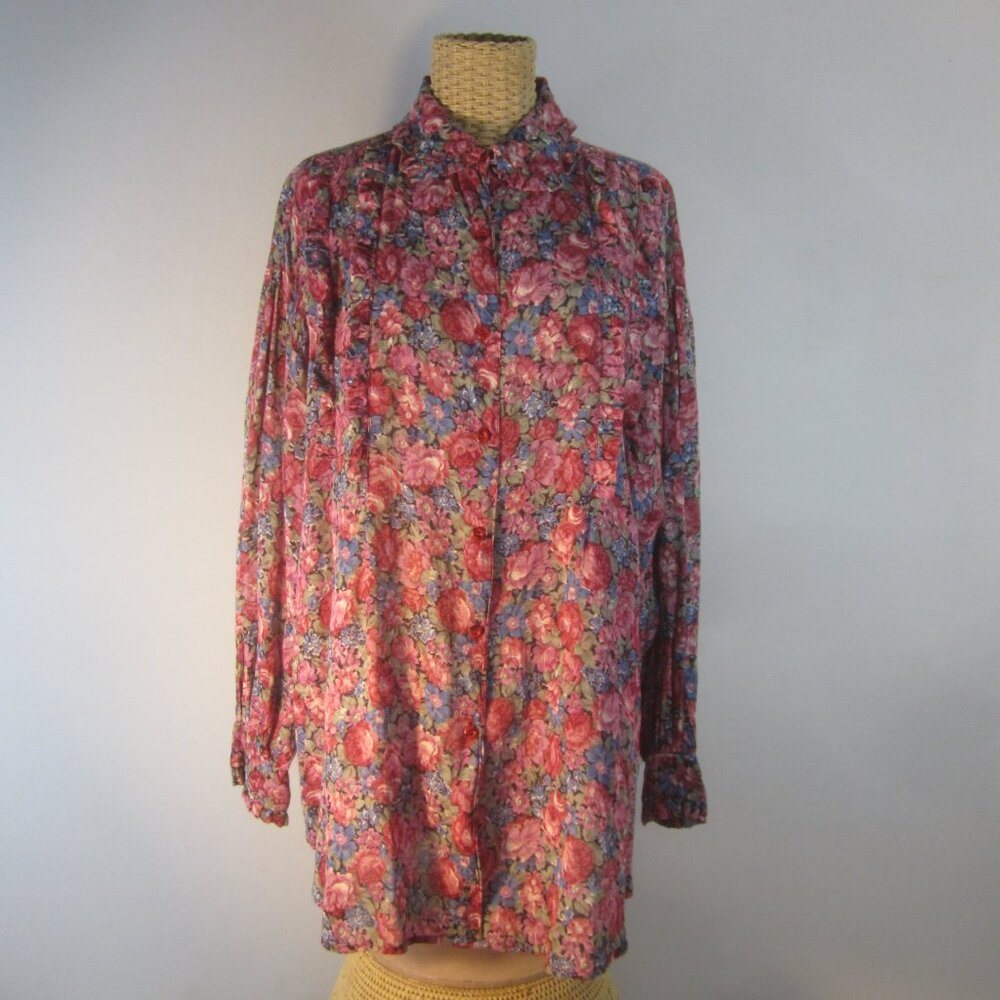 Fresh Produce Women Plus 1X Navy Blue Shell Fish Print SS Cotton Shirt V Neck Fr